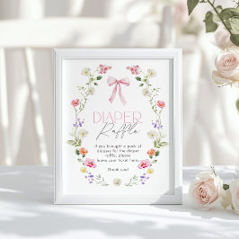 ワイルドフラワーピンクの弓エレガントおむつラッフル ポスター