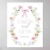 ワイルドフラワーピンクの弓カードとギフト ポスター (正面)