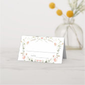 ワイルドフラワーピンクの水色エレガントな結婚式 プレイスカード (正面)