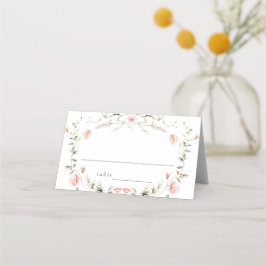 ワイルドフラワーピンクの水色エレガントな結婚式 プレイスカード