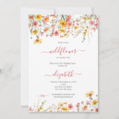 ワイルドフラワーピンクイエローフローラガールズ1st誕生日 招待状 (正面)