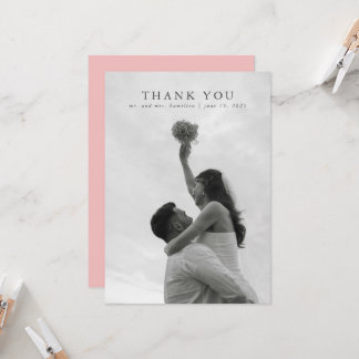 ワイルドフラワーピンクエレガントウェディングサンキューカード 招待状