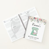 ワイルドフラワーピンクエレガントティール(緑がかった色)レシピ本 ノートブック (内部)