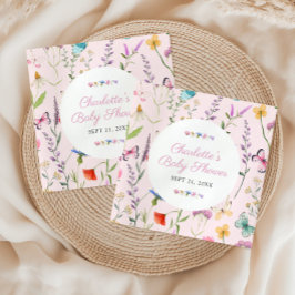 ワイルドフラワーピンクガールベビーシャワーカスタム スタンダードカクテルナプキン
