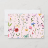 ワイルドフラワーピンクガールベビーシャワーサンキューカード 招待状 (裏面)