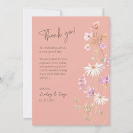 ワイルドフラワーピンクサンキューカード結婚for サンキューカード