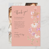 ワイルドフラワーピンクサンキューカード結婚for サンキューカード (正面/裏面)