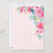 ワイルドフラワーピンクストライプベビーイン開花ベビーシャワー 招待状 (裏面)