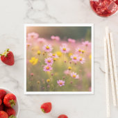 ワイルドフラワーピンクデイジー草原 スタンダードランチョンナプキン (インサイチュ)