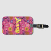 ワイルドフラワーピンクパーソナライズされたフローラ ラゲッジタグ (正面横)