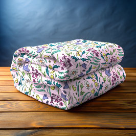 ワイルドフラワーピンクフリースブランケット、中 フリースブランケット