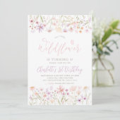 ワイルドフラワーピンクフローラガールズ1st誕生日 招待状 (スタンド正面)