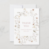 ワイルドフラワーピンクフローラフレームブライダルシャワー サンキューカード (正面)