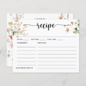 ワイルドフラワーピンクフローラブライダルシャワーレシピカード (正面/裏面)