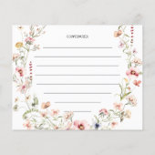 ワイルドフラワーピンクフローラブライダルシャワーレシピカード (裏面)