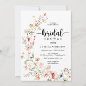 ワイルドフラワーピンクフローラブライダルシャワー招待 招待状 (正面)