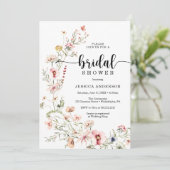 ワイルドフラワーピンクフローラブライダルシャワー招待 招待状 (スタンド正面)