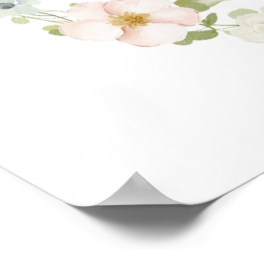 ワイルドフラワーピンクフローラベビーガールズバーブベイビーシャワー ポスター (角)