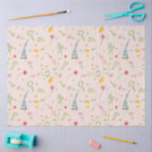 ワイルドフラワーピンクフローラ黄色の花の切り離し 薄葉紙 (クラフト)