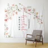 ワイルドフラワーピンクブライダルシャワーバックドランドデコル タペストリー (インサイチュ(横))