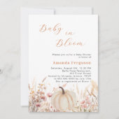 ワイルドフラワーピンクベージュ開花カボチャ赤ちゃんシャワー 招待状 (正面)
