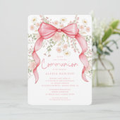 ワイルドフラワーピンクボウコミュニオン招待状 招待状 (スタンド正面)