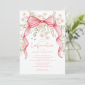 ワイルドフラワーピンクボウバプテスマ招待状 招待状 (スタンド正面)