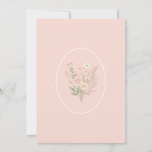 ワイルドフラワーピンクボウバプテスマ招待状 招待状 (裏面)