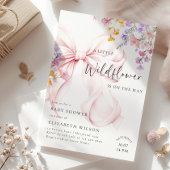 ワイルドフラワーピンクボウベイビーシャワー招待状 招待状