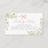 ワイルドフラワーピンクボウベビー用の本ヴィンテージ エンクロージャーカード (正面)