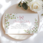 ワイルドフラワーピンクボウベビー用の本ヴィンテージ エンクロージャーカード