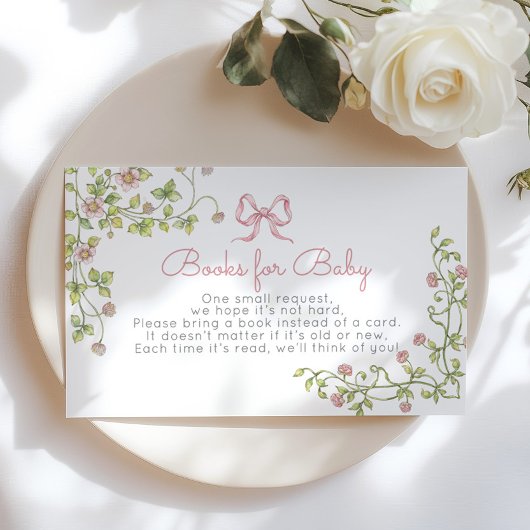 ワイルドフラワーピンクボウベビー用の本ヴィンテージ エンクロージャーカード