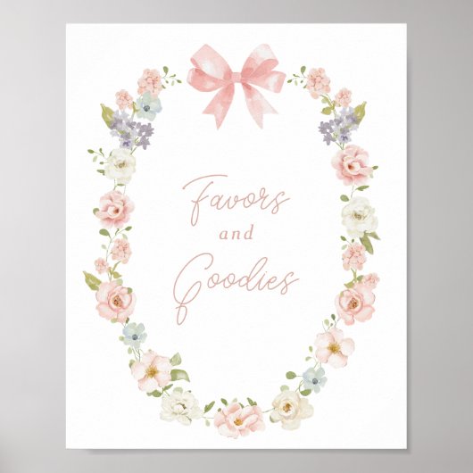 ワイルドフラワーピンクボウ女の子の好意とグッズのサイン ポスター (正面)