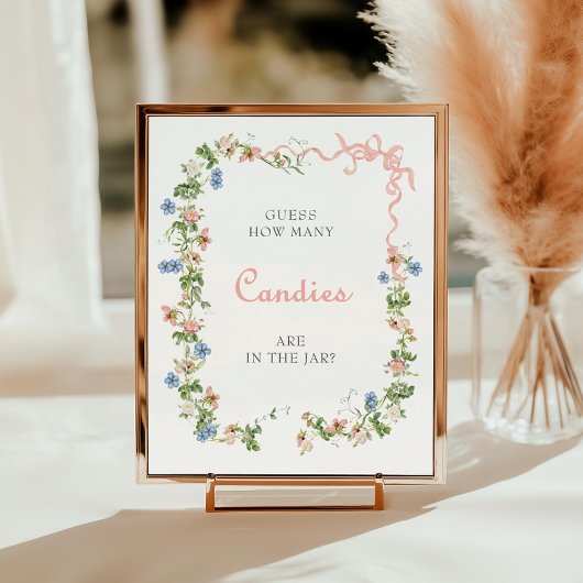 ワイルドフラワーピンクボウ瓶の中にキャンディーの数 ポスター