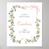 ワイルドフラワーピンクボウ瓶の中にキャンディーの数 ポスター (正面)