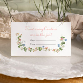 ワイルドフラワーピンクボウ赤ちゃんシャワーいくつキャンディ エンクロージャーカード