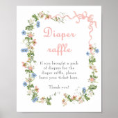 ワイルドフラワーピンク弓ベビシャワーおむつラッフル ポスター (正面)