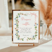 ワイルドフラワーピンク弓ベビシャワーおむつラッフル ポスター