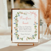 ワイルドフラワーピンク弓ベビーシャワーおしゃぶり狩り ポスター