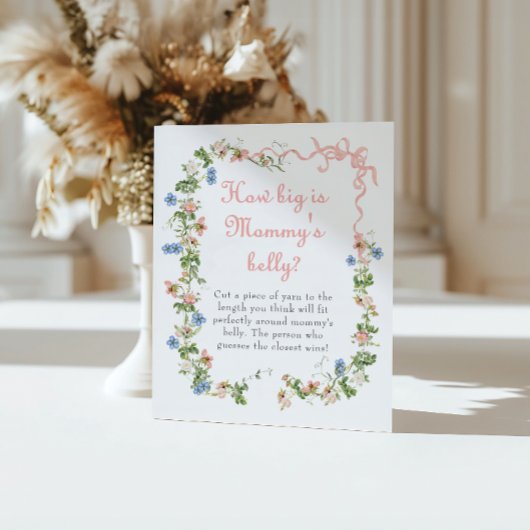 ワイルドフラワーピンク弓ママのお腹の大きさ ポスター