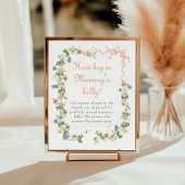 ワイルドフラワーピンク弓ママのお腹の大きさ ポスター