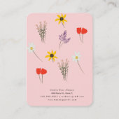 ワイルドフラワーピンク手作りイヤリングディスプレイカード コーリングカード (裏面)