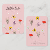 ワイルドフラワーピンク手作りイヤリングディスプレイカード コーリングカード (正面/裏面)