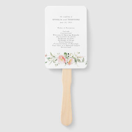 ワイルドフラワーピンク水彩優雅な結婚式プログラム ハンドファン