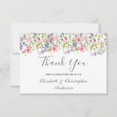 ワイルドフラワーピンク紫フローラトンボ結婚イ サンキューカード (正面)