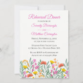 ワイルドフラワーピンク結婚フローラのリハーサルディナー 招待状 (正面)