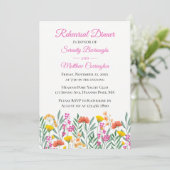 ワイルドフラワーピンク結婚フローラのリハーサルディナー 招待状 (スタンド正面)