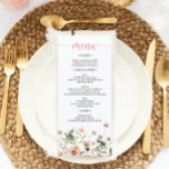 ワイルドフラワーピンク結婚フローラブライダルシャワー メニュー<br><div class="desc">この美しいメニューは、あなたの次のイベントに最適！メニュー項目を簡単に編集し、この美しいデザインを各プレートに表示！一致するアイテムの詳細については、ワイルドフラワーコレクション全体を参照！</div>