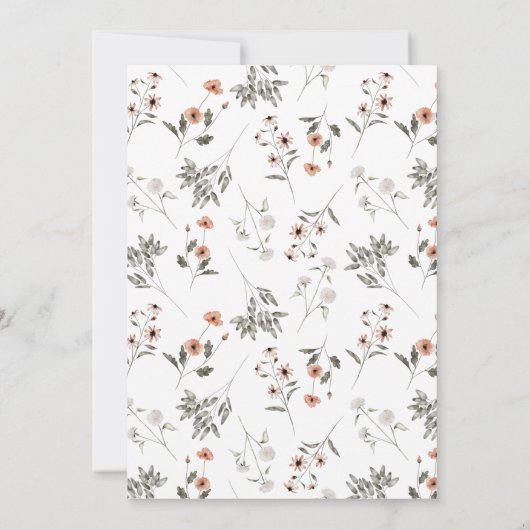 ワイルドフラワーピンク誕生日パーティー サンキューカード (裏面)