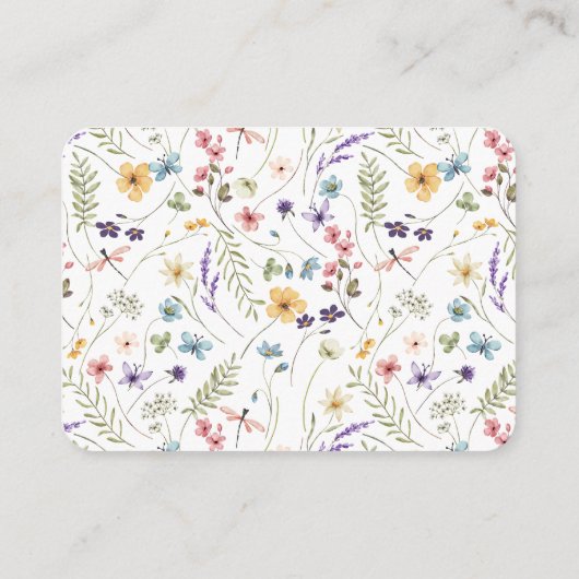 ワイルドフラワーピンク赤ちゃんシャワーベビーカード エンクロージャーカード (裏面)